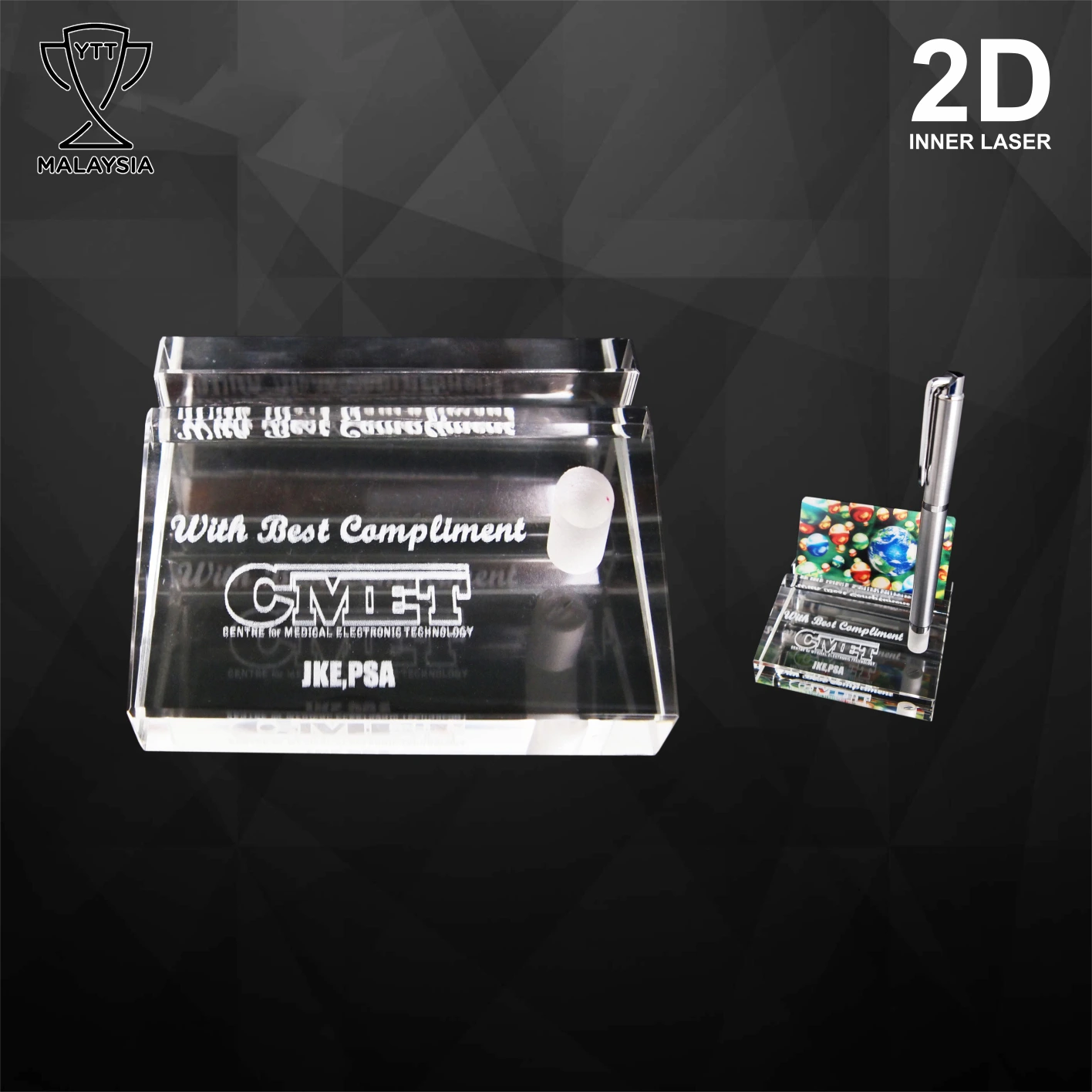 9162 Crystal Namecard & Pen Holder Paper Weight