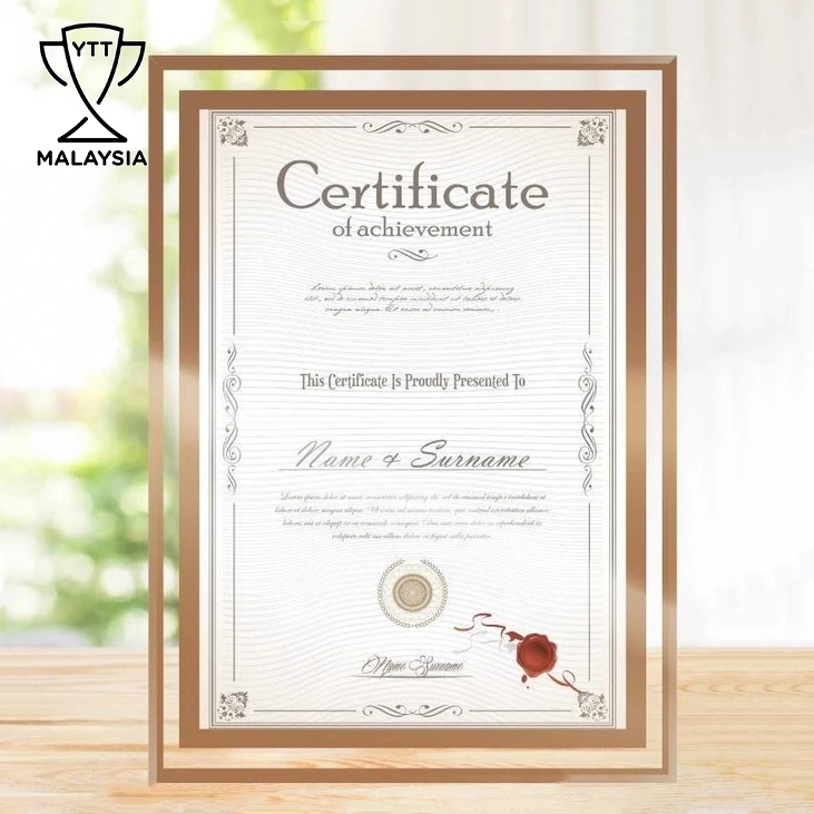 C006 Crystal A4 Cert Holder (MOQ 10pcs)